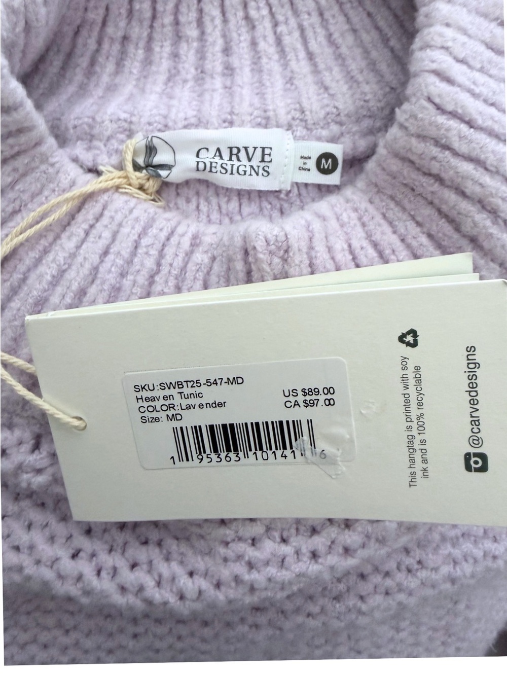 Carve Designs Heaven Lavender Knit Turtleneck Pullover Women’s Medium NEW - Picture 4 of 12
